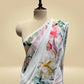 WHITE PURE GEORGETTE FLORAL PRINTED SAREE (DELIVERY IN 20 DAYS)
