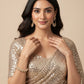 ROSE GOLD COLOUR SEQUINS NET SAREE WITH READYMADE BLOUSE