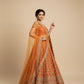 ORANGE BRIDAL LEHENGA WITH AARI ZARDOZI & PEARL HAND EMBROIDERY