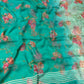 TURQUOISE COLOUR SHADED CHIFFON FLORAL PRINTED SAREE