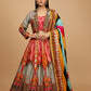 MULTICOLOUR SILK ABSTRACT PRINTED LEHENGA WITH JACKET