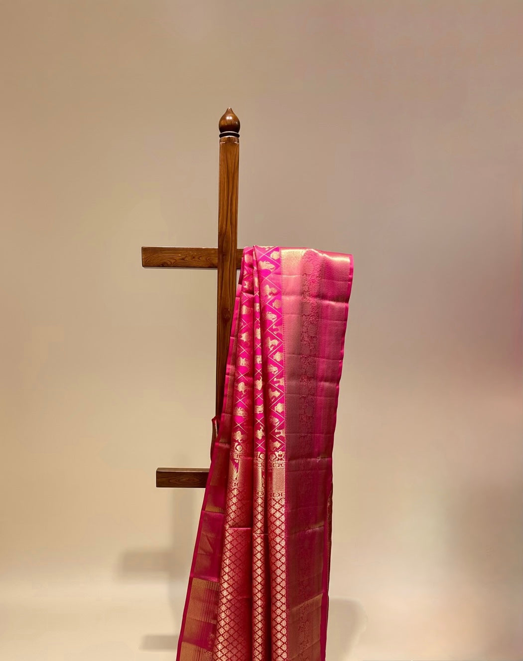 HOT PINK PURE KANJIVARAM SILK SAREE