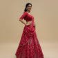 SHADED RED GEORGETTE BANDHANI LEHENGA EMBELLISHED WITH GOTA WORK