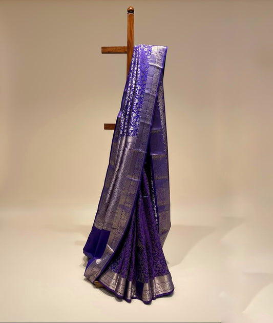 RUSSIAN VIOLET COLOUR PURE KANJIVARAM SILK SAREE