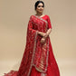RED SATIN SILK LEHENGA WITH BANDHANI GAJI SILK DUPATTA EMBELLISHED WITH GOTA PATTI WORK