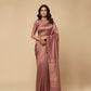 TURKISH ROSE COLOUR MODAL SILK SATIN SAREE WITH BANARASI PALLA