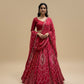 SHADED RED GEORGETTE BANDHANI LEHENGA EMBELLISHED WITH GOTA WORK