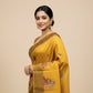 MUSTARD COLOUR PURE TUSSAR SILK PRINTED SAREE WITH ZARI BORDER