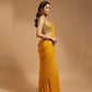 MARIGOLD COLOUR SAREE WITH ZARI & PEARL SCALLOP BORDER AND ZARI EMBROIDERED BLOUSE