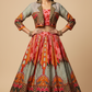 MULTICOLOUR SILK ABSTRACT PRINTED LEHENGA WITH JACKET