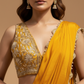 MARIGOLD COLOUR SAREE WITH ZARI & PEARL SCALLOP BORDER AND ZARI EMBROIDERED BLOUSE
