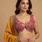 RANI PINK AND OLIVE GREEN KASAB EMBROIDERED SILK LEHENGA WITH BANARASI BROCADE BLOUSE AND MUSTARD DUPATTA