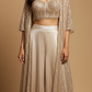 CHAMPAGNE GOLD PALAZZO WITH SEQUIN EMBELLISHED CROP TOP & SHRUG
