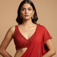 RED READYMADE CHINON SAREE WITH EMBROIDERED BLOUSE ( DELIVERY IN 20 DAYS )