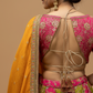 RANI PINK AND OLIVE GREEN KASAB EMBROIDERED SILK LEHENGA WITH BANARASI BROCADE BLOUSE AND MUSTARD DUPATTA