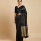 BLACK COLOUR MODAL SILK SATIN SAREE WITH BANARASI PALLA