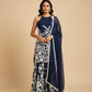 DARK BLUE EMBROIDERED READYMADE SUIT WITH PALAZZO & DUPATTA