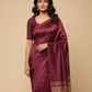 BURGUNDY COLOUR MODAL SILK SATIN SAREE WITH BANARASI PALLA