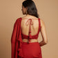 RED READYMADE CHINON SAREE WITH EMBROIDERED BLOUSE ( DELIVERY IN 20 DAYS )