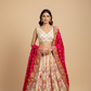 RASPBERRY RED & CREAM COLOUR PRINTED SILK LEHENGA ( DELIVERY IN 20-25 DAYS )