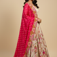RASPBERRY RED & CREAM COLOUR PRINTED SILK LEHENGA ( DELIVERY IN 20-25 DAYS )