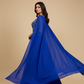 SAPPHIRE BLUE EMBELLISHED CROP TOP & LEHENGA SET WITH MODERN DUPATTA