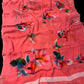 CORAL PEACH CHINON PRINTED SAREE PAIRED WITH A PLAIN CREPE BLOUSE (DELIVERY IN 20 DAYS)
