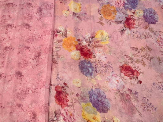 BABY PINK PURE PLATINUM CHIFFON SAREE