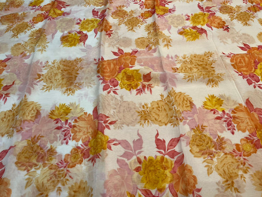 WHITE PRINTED PURE PLATINUM CHIFFON SAREE WITH CONTRAST MUSTARD BLOUSE