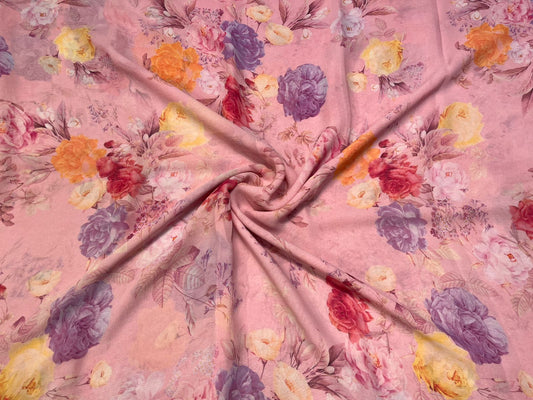 BABY PINK PURE PLATINUM CHIFFON SAREE