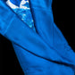AZURE BLUE PURE SATIN SILK PLAIN SAREE WITH PRINTED SATIN BLOUSE (DELIVERY IN 20 DAYS)
