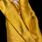 AMBER YELLOW PURE SATIN SILK PLAIN SAREE WITH PRINTED SATIN BLOUSE (DELIVERY IN 20 DAYS)