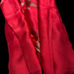 CRIMSON RED PURE SATIN SILK PLAIN SAREE WITH PRINTED SATIN BLOUSE (DELIVERY IN 20 DAYS)