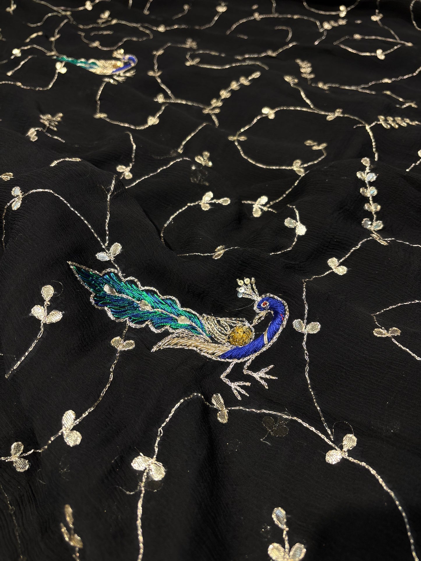 BLACK CHIFFON SAREE WITH GOTA EMBROIDERY