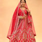 BRIDAL PINK HAND-EMBROIDERED LEHENGA SET WITH DOUBLE DUPATTA & MATCHING POTLI BAG