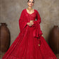 RED GEORGETTE LUCKNOWI READYMADE LEHENGA ( DELIVERY IN 20 DAYS )