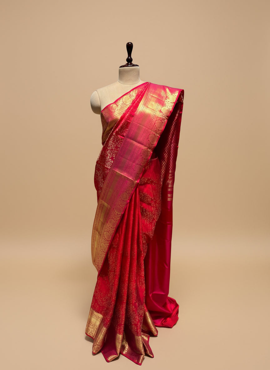 SCARLET RED PURE KANJIVARAM SILK SAREE