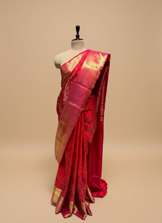 SCARLET RED PURE KANJIVARAM SILK SAREE