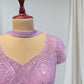 LAVENDER COLOUR CHINON GOWN EMBELLISHED WITH BEADS AND PIPE WORK