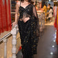 BLACK COLOR NET HAND EMBROIDERED SAREE WITH READYMADE DESIGNER BLOUSE EMBELLISHED WITH CUTDANA, BEADS & SEQUINS WORK