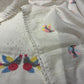 OFF WHITE KOTA DORIYA UNSTITCHED SUIT WITH RESHAM EMBROIDERED BIRD MOTIFS DUPATTA AND BEAD WORK KURTA
