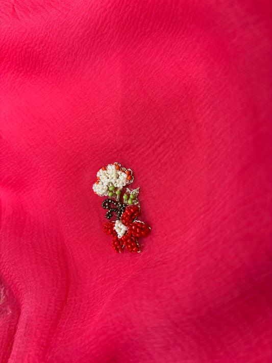 SHADED PINK CHIFFON SAREE WITH INTRICATE BEADS EMBROIDERY