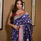 BLUE COLOUR PURE BANARASI SILK SAREE EMBELLISHED WITH ZARI WEAVES