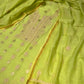 PARROT GREEN COLOUR CHANDERI CHIKANKARI UNSTITCHED SUIT WITHOUT BOTTOM