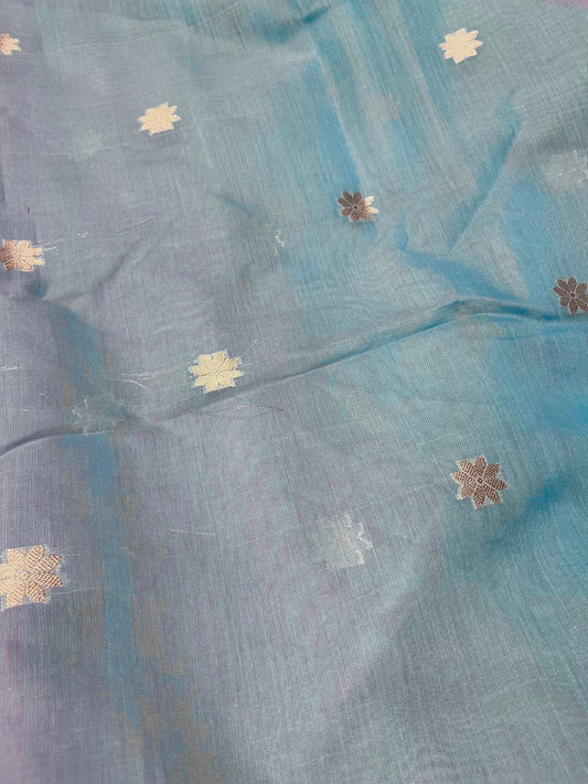 PINK COLOUR ART MAHESHWARI SAREE WITH CONTRAST PALLA, BLOUSE & ZARI BUTTI ( DELIVERY IN 20-25 DAYS )