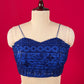 ( DELIVERY IN 25 DAYS ) BLUE COLOUR CHINON PALAZZO PANT WITH CROP TOP & SHRUG EMBELLISHED WITH CUTDANA & SEQUINS WORK