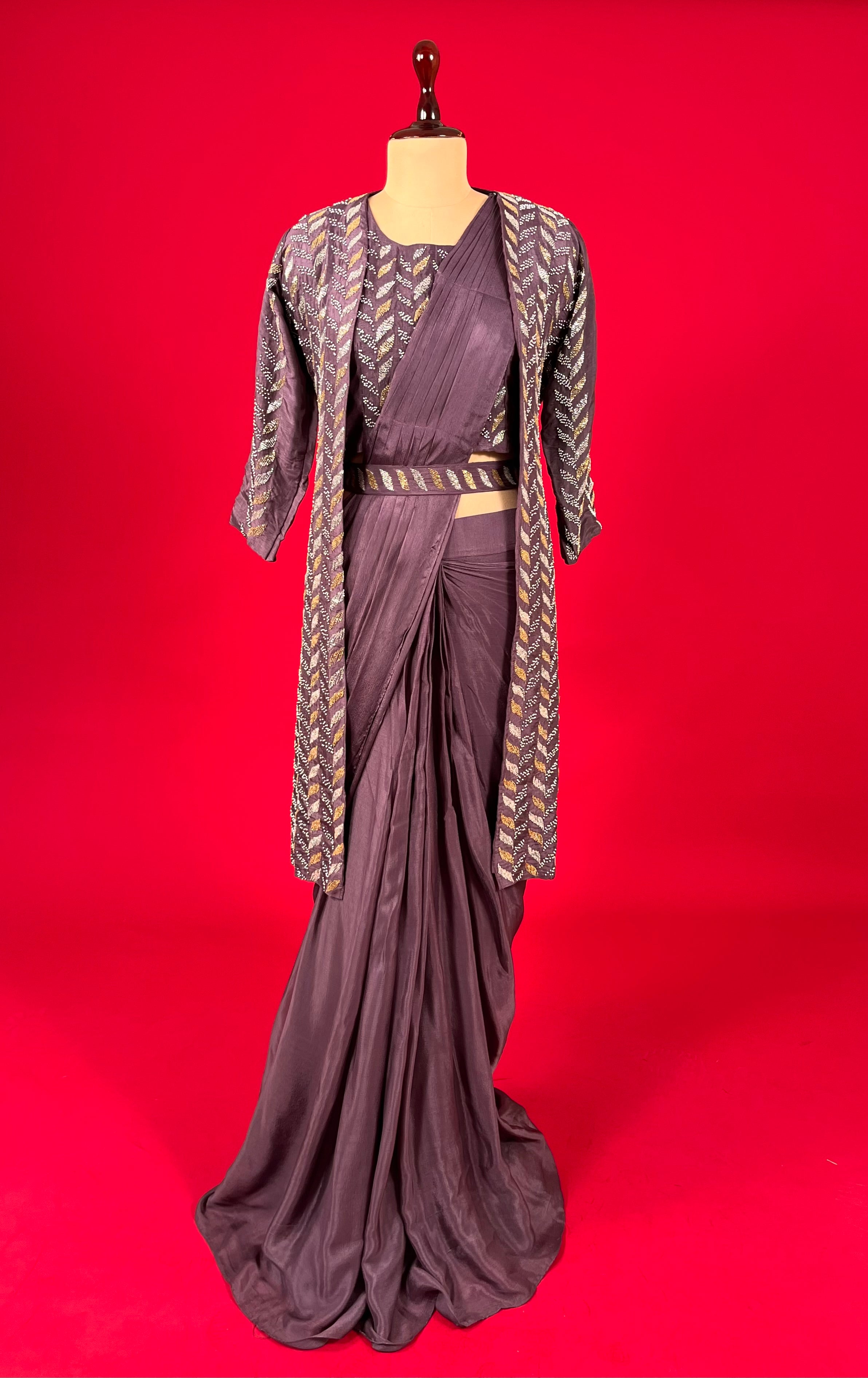 Modern Sophistication: Maroon Color Amoha Readymade Saree – Saree Ghor  Charlotte