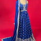 BLUE COLOUR CHINON FLOOR LENGTH ANARKALI SUIT EMBELLISHED WITH CUTDANA & ZARI WORK