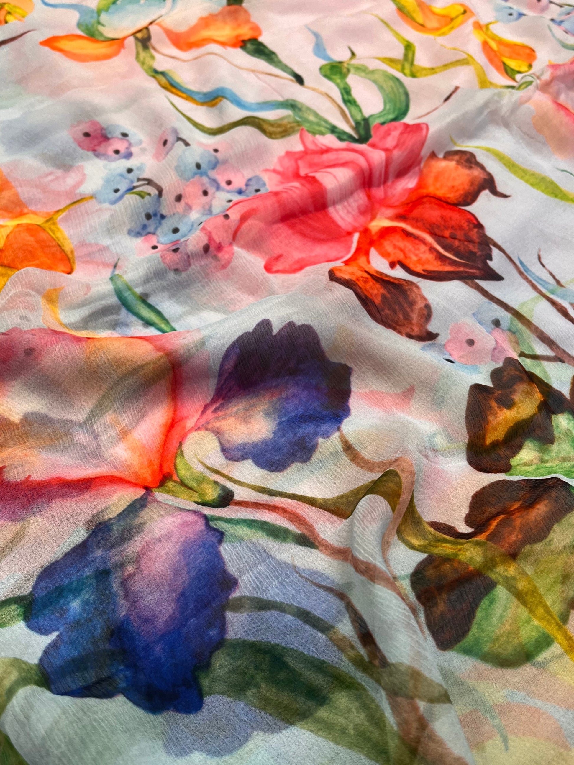 BABY PINK COLOUR PRINTED CHIFFON SAREE WITH CHINON BLOUSE - Kothari Sons