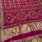 PINK COLOUR BANDHANI GHARCHOLA DOLA SILK GOTA PATTI WORK EMBROIDERED SAREE